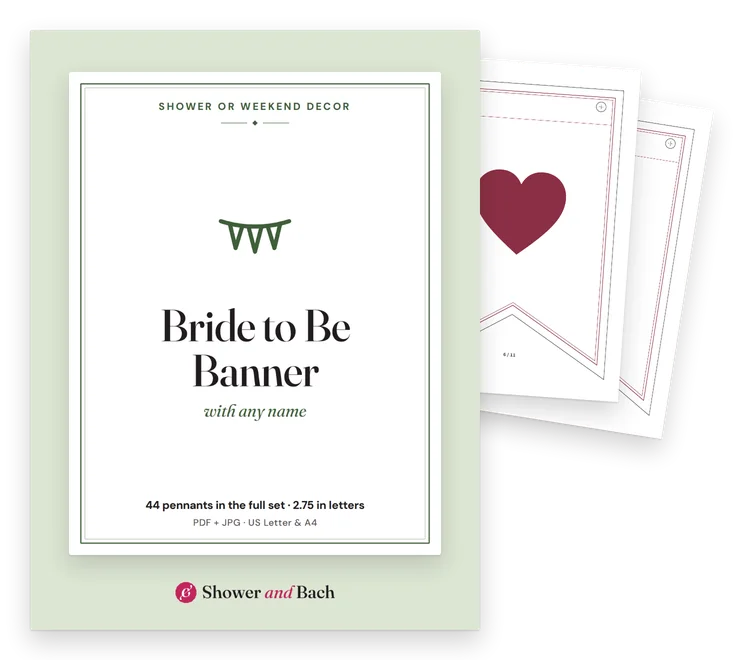 Bride to Be Banner with Any Name: cover with two real pages behind it