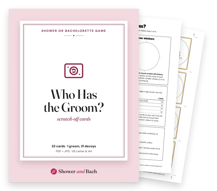 Who Has the Groom? Scratch-Off Cards: cover with two real pages behind it