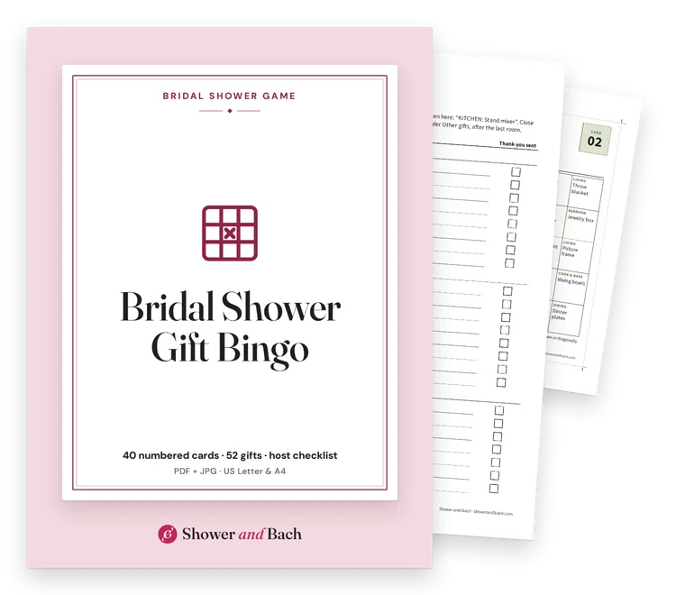 Bridal Shower Gift Bingo: cover with two real pages behind it