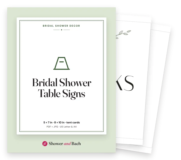 Bridal Shower Table Signs: cover with two real pages behind it