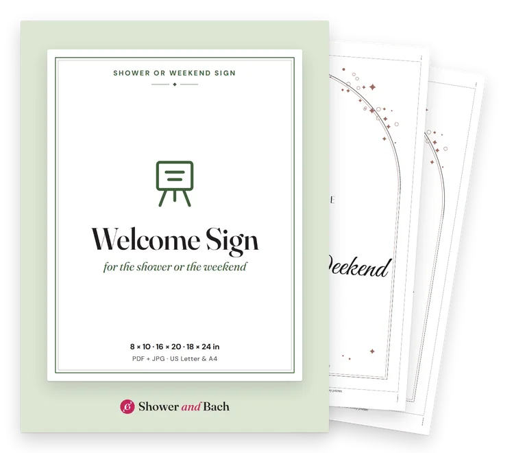 Welcome Sign for the Shower or the Weekend: cover with two real pages behind it