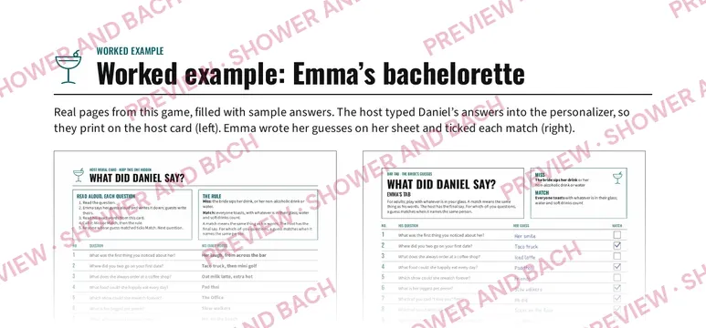 What Did the Groom Say?, preview: Worked example from the guide (top of the page)
