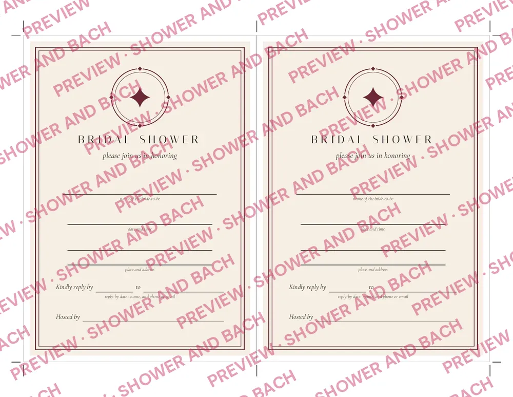 Bridal Shower Invitation with Details Card and Recipe Card, preview: Invitations, two per sheet