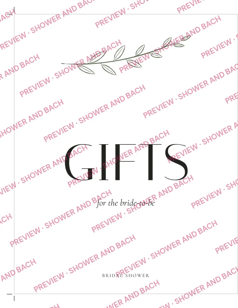 Bridal Shower Table Signs, preview: 8 × 10 in sign
