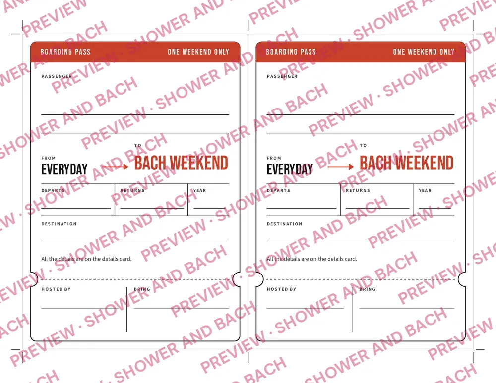 Bachelorette Weekend Invitation with Details Card, preview: Invitation sheet, blank