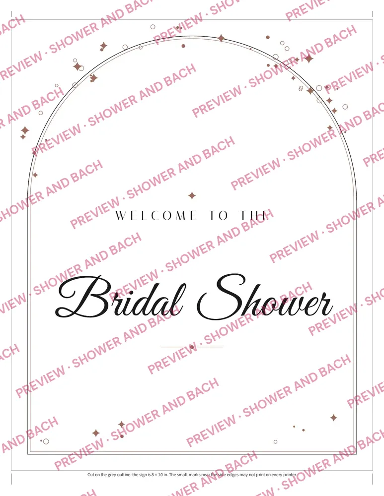 Welcome Sign for the Shower or the Weekend, preview: 8 × 10 in, bridal shower wording