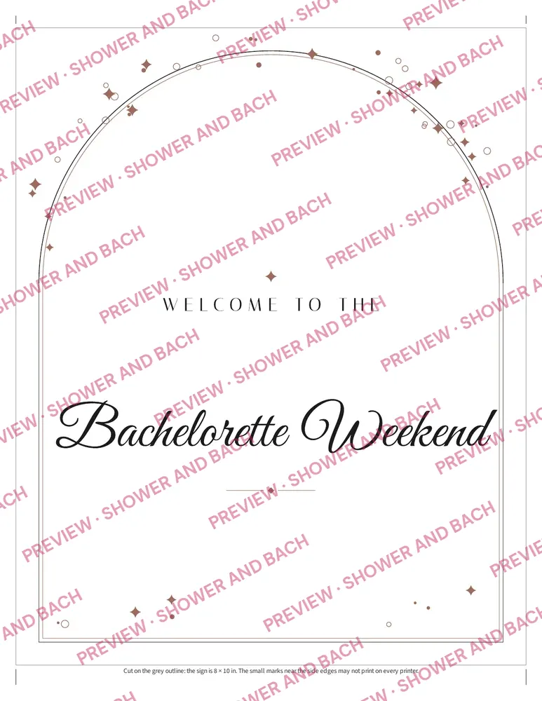 Welcome Sign for the Shower or the Weekend, preview: 8 × 10 in, bachelorette weekend wording