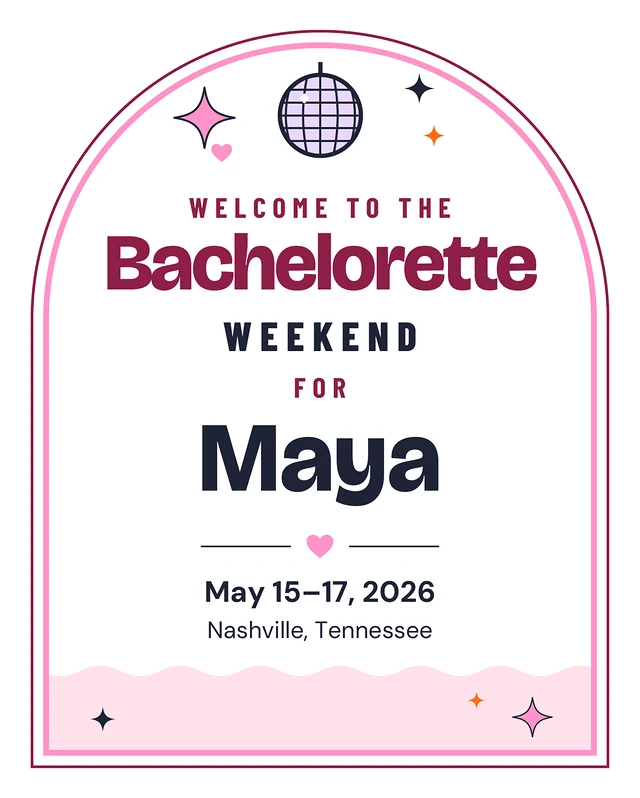 Bride to Be Sign: a whole page, example filled in