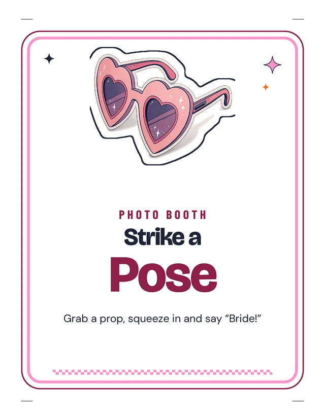 Printable Bachelorette Decor Pack: a whole page, example filled in